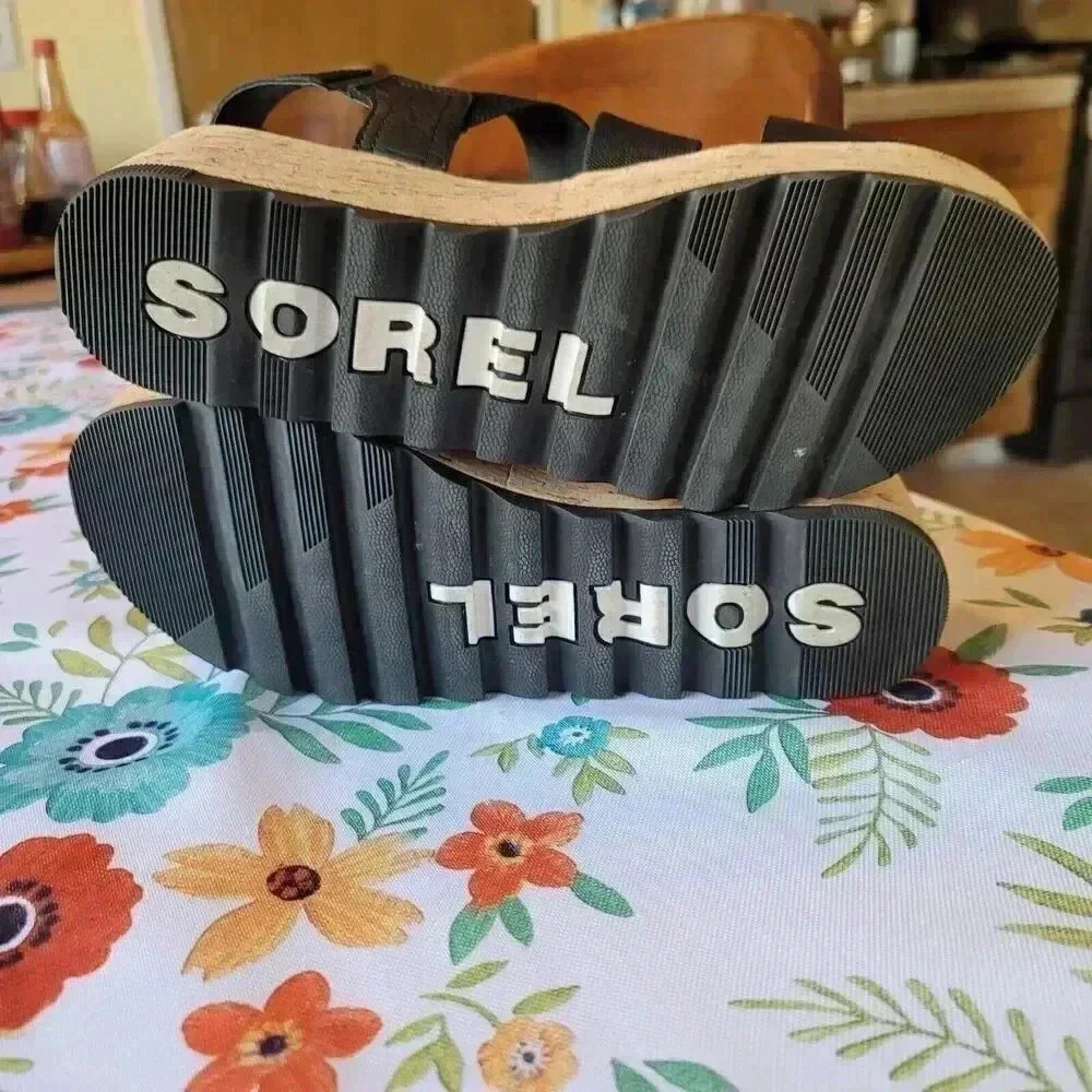 sorel cameron Platform Strap sandals Black Women's Size 9.5 - Picture 6 of 8